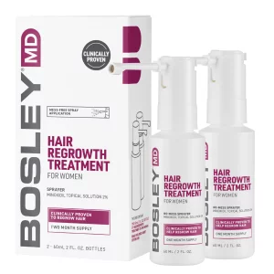 Спрей с миноксидилом 2% для восстановления роста волос у женщин Bosley Hair Regrowth Treatment, 2х60 мл