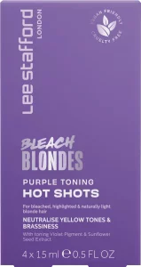Тонирующие фиолетовые ампулы для осветленных волос Lee Stafford Bleach Blondes Purple Toning Hot Shots, 4х15 мл