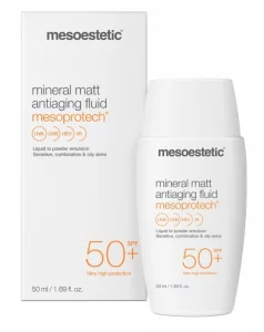 Минеральный матирующий антивозрастной крем Mesoestetic Mineral Matt Antiaging Fluid SPF 50+, 50 мл