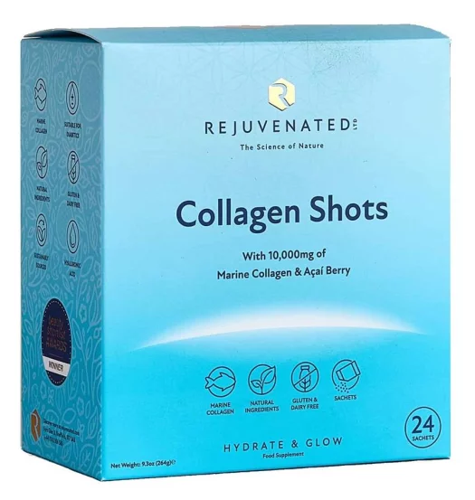Колаген шоти для красивої шкіри з ягодами Асаї Rejuvenated Сollagen Powder 10 000 Mg Per Serving, 24 саші