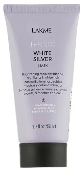 Тонкувальна маска для нейтралізації жовтого відтінку Lakme Teknia White Silver Mask, 50 мл
